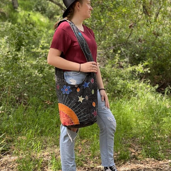Elements of Nature Bohemian Hand-Stitched Hippie Hippy Shoulder Crossbody Monk H - Picture 4 of 9